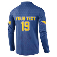 Custom Bosnia and Herzegovina Football 2026 Button Sweatshirt Zmijanje Embroidery Pride