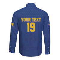 Custom Bosnia and Herzegovina Football 2026 Long Sleeve Button Shirt Zmijanje Embroidery Pride