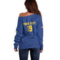 Custom Bosnia and Herzegovina Football 2026 Off Shoulder Sweater Zmijanje Embroidery Pride