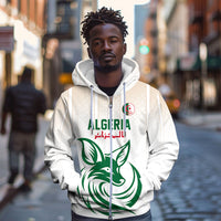 Custom World Football 2026 Algeria Zip Hoodie Les Fennecs Desert Fox Pride