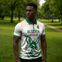 Custom World Football 2026 Algeria Zipper Polo Shirt Les Fennecs Desert Fox Pride