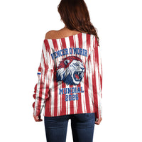 Paraguay Football Mundial 2026 Off Shoulder Sweater Lion Vencer O Morir Supporter