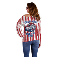 Paraguay Football Mundial 2026 Off Shoulder Sweater Lion Vencer O Morir Supporter