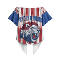 Paraguay Football Mundial 2026 Off Shoulder Wrap Waist Top Lion Vencer O Morir Supporter