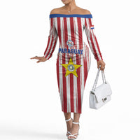 Paraguay Football Mundial 2026 Off The Shoulder Long Sleeve Dress Lion Vencer O Morir Supporter