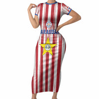 Paraguay Football Mundial 2026 Short Sleeve Bodycon Dress Lion Vencer O Morir Supporter