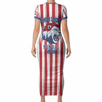 Paraguay Football Mundial 2026 Short Sleeve Bodycon Dress Lion Vencer O Morir Supporter