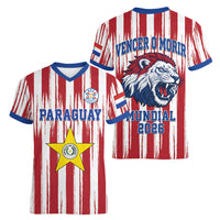 Paraguay Football Mundial 2026 Women V-Neck T-Shirt Lion Vencer O Morir Supporter
