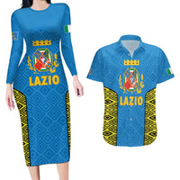 Italy Lazio Couples Matching Long Sleeve Bodycon Dress and Hawaiian Shirt Flag Style LT19