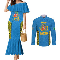 Italy Lazio Couples Matching Mermaid Dress and Long Sleeve Button Shirt Flag Style LT19