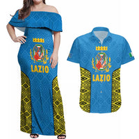 Italy Lazio Couples Matching Off Shoulder Maxi Dress and Hawaiian Shirt Flag Style LT19