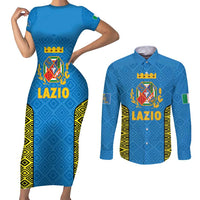 Italy Lazio Couples Matching Short Sleeve Bodycon Dress and Long Sleeve Button Shirt Flag Style LT19
