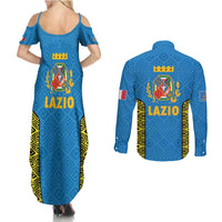 Italy Lazio Couples Matching Summer Maxi Dress and Long Sleeve Button Shirt Flag Style LT19
