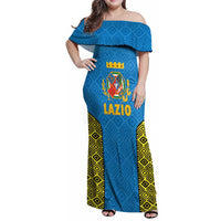 Italy Lazio Family Matching Off Shoulder Maxi Dress and Hawaiian Shirt Flag Style LT19