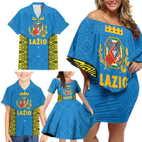 Italy Lazio Family Matching Off Shoulder Short Dress and Hawaiian Shirt Flag Style LT19