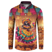 Mexico Day Of The Dead Button Sweatshirt Día de los Muertos Catrina - Wonder Print Shop