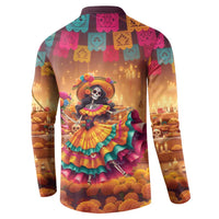 Mexico Day Of The Dead Button Sweatshirt Día de los Muertos Catrina - Wonder Print Shop