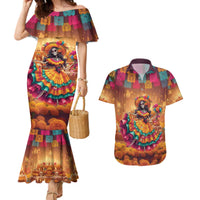 Mexico Day Of The Dead Couples Matching Mermaid Dress and Hawaiian Shirt Día de los Muertos Catrina - Wonder Print Shop