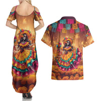 Mexico Day Of The Dead Couples Matching Summer Maxi Dress and Hawaiian Shirt Día de los Muertos Catrina - Wonder Print Shop