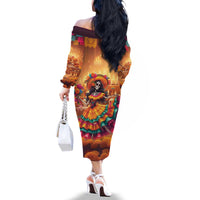 Mexico Day Of The Dead Family Matching Off The Shoulder Long Sleeve Dress and Hawaiian Shirt Día de los Muertos Catrina - Wonder Print Shop