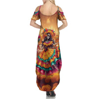 Mexico Day Of The Dead Family Matching Summer Maxi Dress and Hawaiian Shirt Día de los Muertos Catrina - Wonder Print Shop