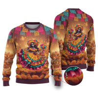 Mexico Day Of The Dead Ugly Christmas Sweater Día de los Muertos Catrina - Wonder Print Shop