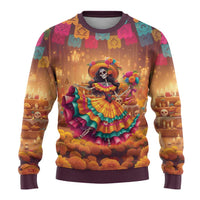 Mexico Day Of The Dead Ugly Christmas Sweater Día de los Muertos Catrina - Wonder Print Shop