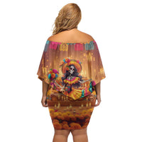 Mexico Day Of The Dead Off Shoulder Short Dress Día de los Muertos Catrina - Wonder Print Shop