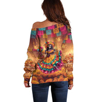 Mexico Day Of The Dead Off Shoulder Sweater Día de los Muertos Catrina - Wonder Print Shop