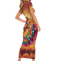 Mexico Day Of The Dead Short Sleeve Bodycon Dress Día de los Muertos Catrina - Wonder Print Shop