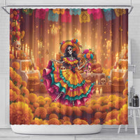 Mexico Day Of The Dead Shower Curtain Día de los Muertos Catrina - Wonder Print Shop