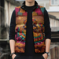 Mexico Day Of The Dead Sleeveless Puffer Jacket Día de los Muertos Catrina - Wonder Print Shop