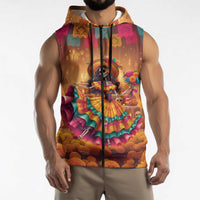 Mexico Day Of The Dead Sleeveless Zip Hoodie Día de los Muertos Catrina - Wonder Print Shop