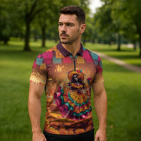 Mexico Day Of The Dead Zipper Polo Shirt Día de los Muertos Catrina - Wonder Print Shop
