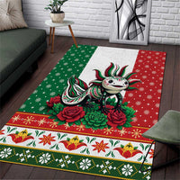 Mexico Christmas Area Rug Cute Axolotl with Flag Style - Wonder Print Shop