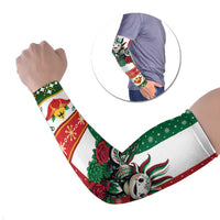 Mexico Christmas Arm Sleeves Cute Axolotl with Flag Style - Wonder Print Shop