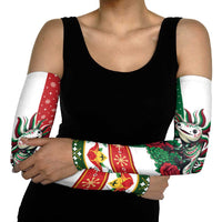 Mexico Christmas Arm Sleeves Cute Axolotl with Flag Style - Wonder Print Shop