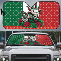 Mexico Christmas Auto Sun Shade Cute Axolotl with Flag Style - Wonder Print Shop