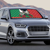 Mexico Christmas Auto Sun Shade Cute Axolotl with Flag Style - Wonder Print Shop