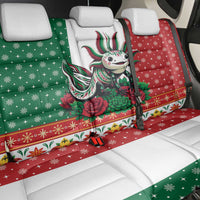 Mexico Christmas Back Car Seat Cover Cute Axolotl with Flag Style - Wonder Print Shop