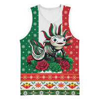 Mexico Christmas Basketball Jersey Cute Axolotl with Flag Style - Wonder Print Shop