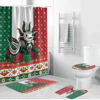 Mexico Christmas Bathroom Set Cute Axolotl with Flag Style - Wonder Print Shop