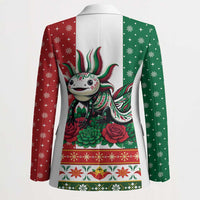 Mexico Christmas Blazer Cute Axolotl with Flag Style - Wonder Print Shop