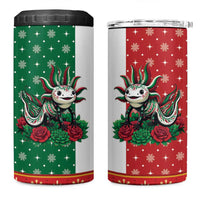 Mexico Christmas 4 in 1 Can Cooler Tumbler Cute Axolotl with Flag Style - Wonder Print Shop