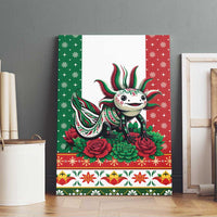 Mexico Christmas Canvas Wall Art Cute Axolotl with Flag Style - Wonder Print Shop