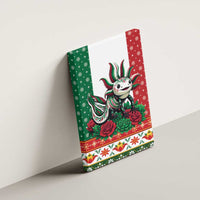 Mexico Christmas Canvas Wall Art Cute Axolotl with Flag Style - Wonder Print Shop