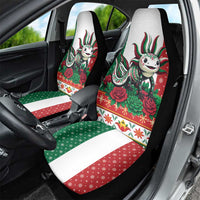 Mexico Christmas Car Seat Cover Cute Axolotl with Flag Style - Wonder Print Shop