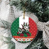 Mexico Christmas Ceramic Ornament Cute Axolotl with Flag Style - Wonder Print Shop