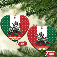 Mexico Christmas Ceramic Ornament Cute Axolotl with Flag Style - Wonder Print Shop