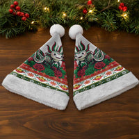 Mexico Christmas Santa Hat Cute Axolotl with Flag Style - Wonder Print Shop